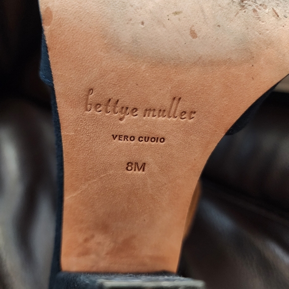 BETTYE MULLER BLUE SUEDE SHOES SCULPTED THICK HEEL SIZE 8 - Picture 5 of 6